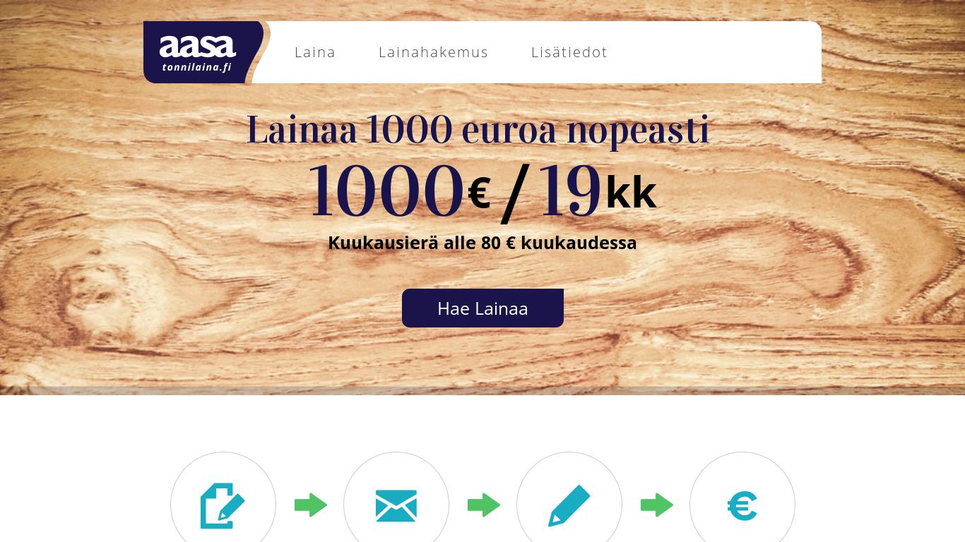 Tonnilaina.fi - Ota 1000 € lainaa, saat 19 kk maksuaikaa | Tekstivippi